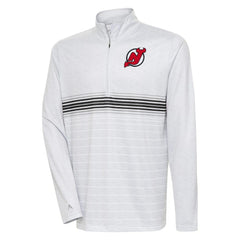 New Jersey Devils Antigua Bullseye Quarter-Zip Pullover Top - Heather Gray/Black Jerseys