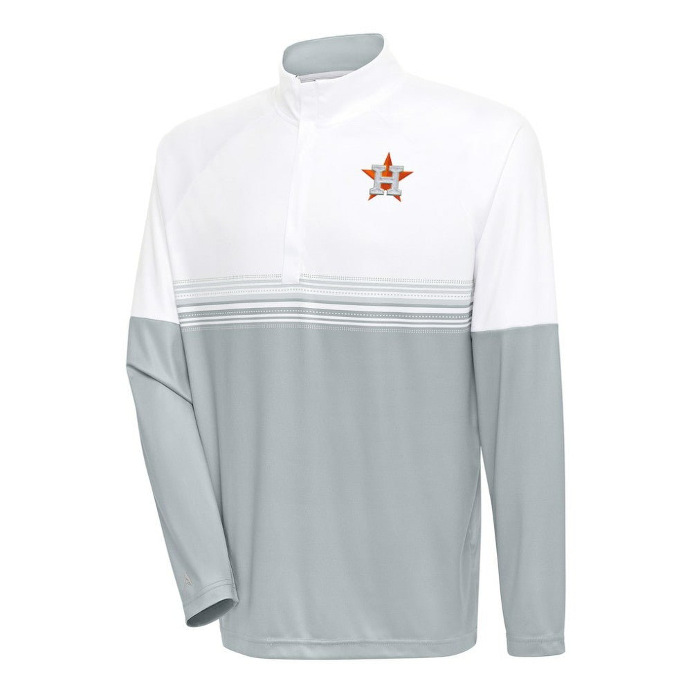 Houston Astros Antigua Bender Quarter-Zip Pullover Top White/Gray
