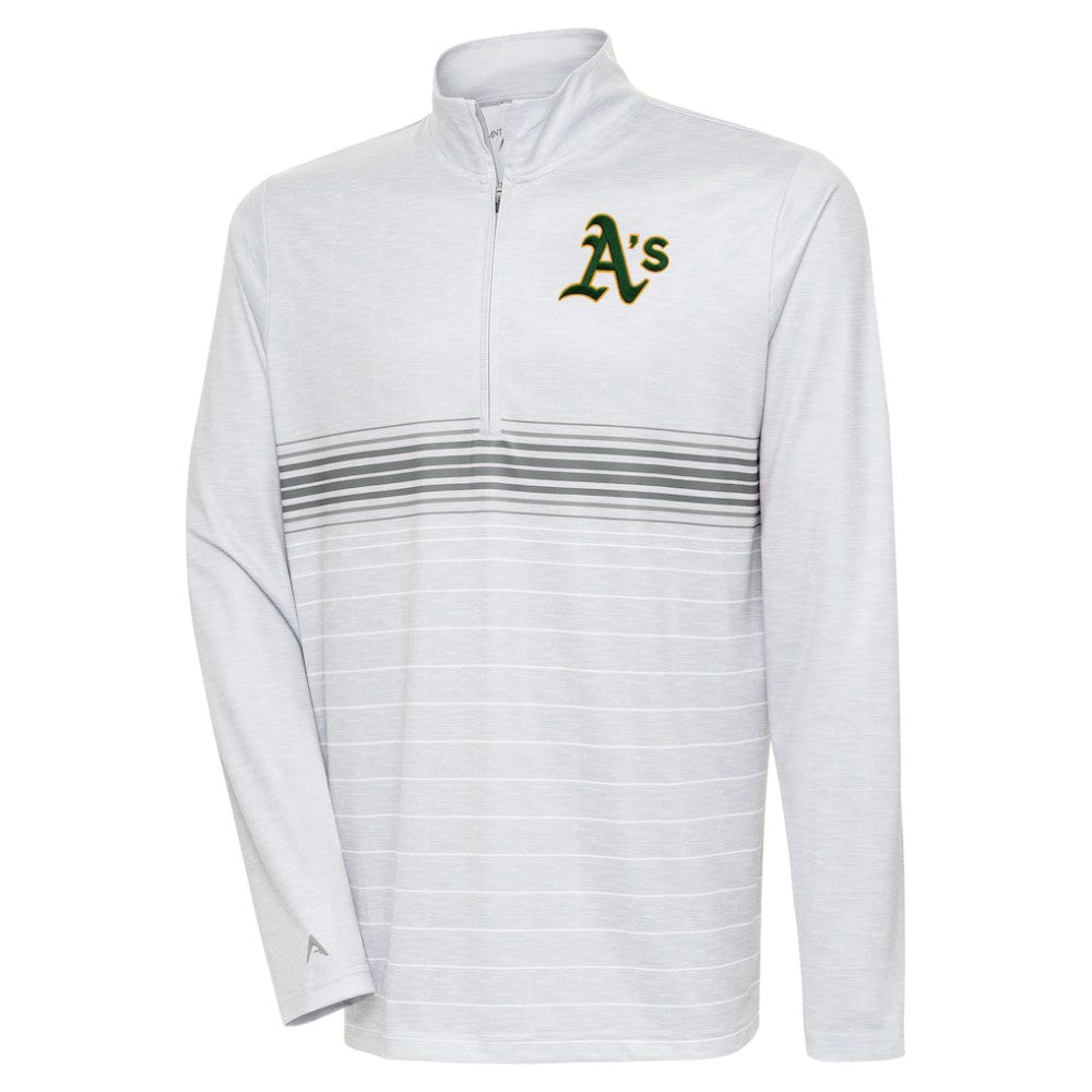 Athletics Antigua Bullseye Quarter-Zip Pullover Top Heather Gray/Steel