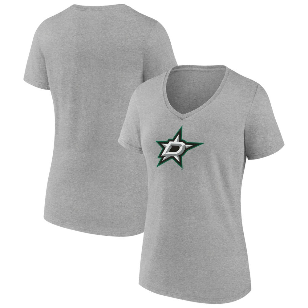 Dallas Stars Women's Primary Logo Team V-Neck T-Shirt - Heather Gray T-shirts