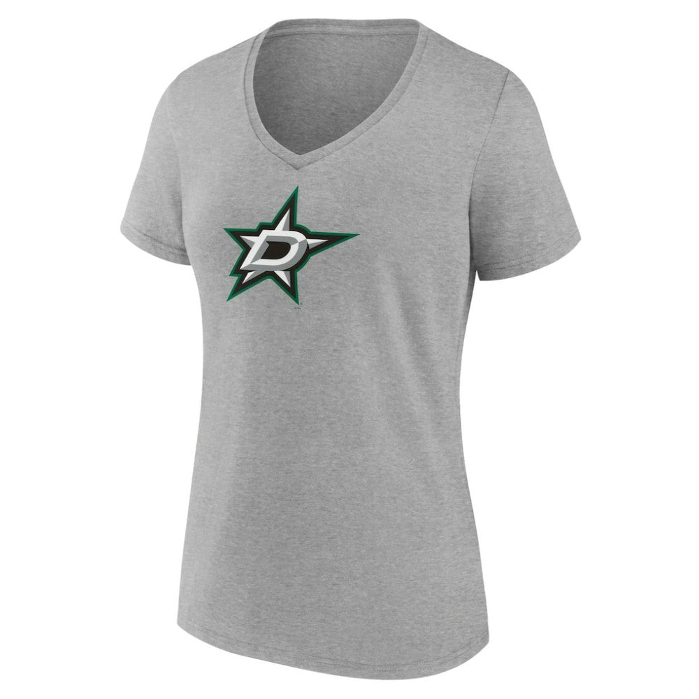 Dallas Stars Women's Primary Logo Team V-Neck T-Shirt - Heather Gray T-shirts