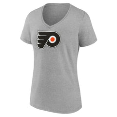 Philadelphia Flyers Women's Primary Logo Team V-Neck T-Shirt - Heather Gray T-shirts