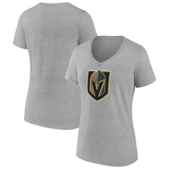 Vegas Golden Knights Women's Primary Logo Team V-Neck T-Shirt - Heather Gray T-shirts