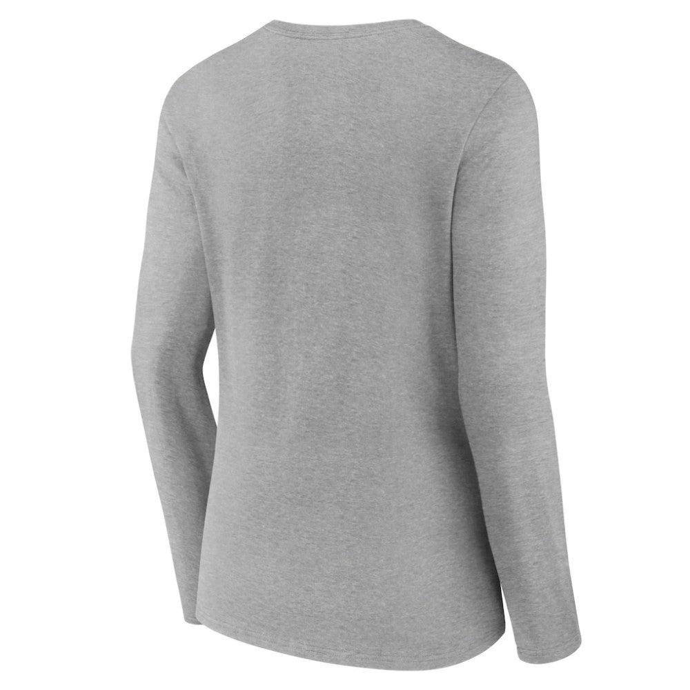 Columbus Blue Jackets Women's Primary Logo Team Long Sleeve V-Neck T-Shirt - Heather Gray T-shirts