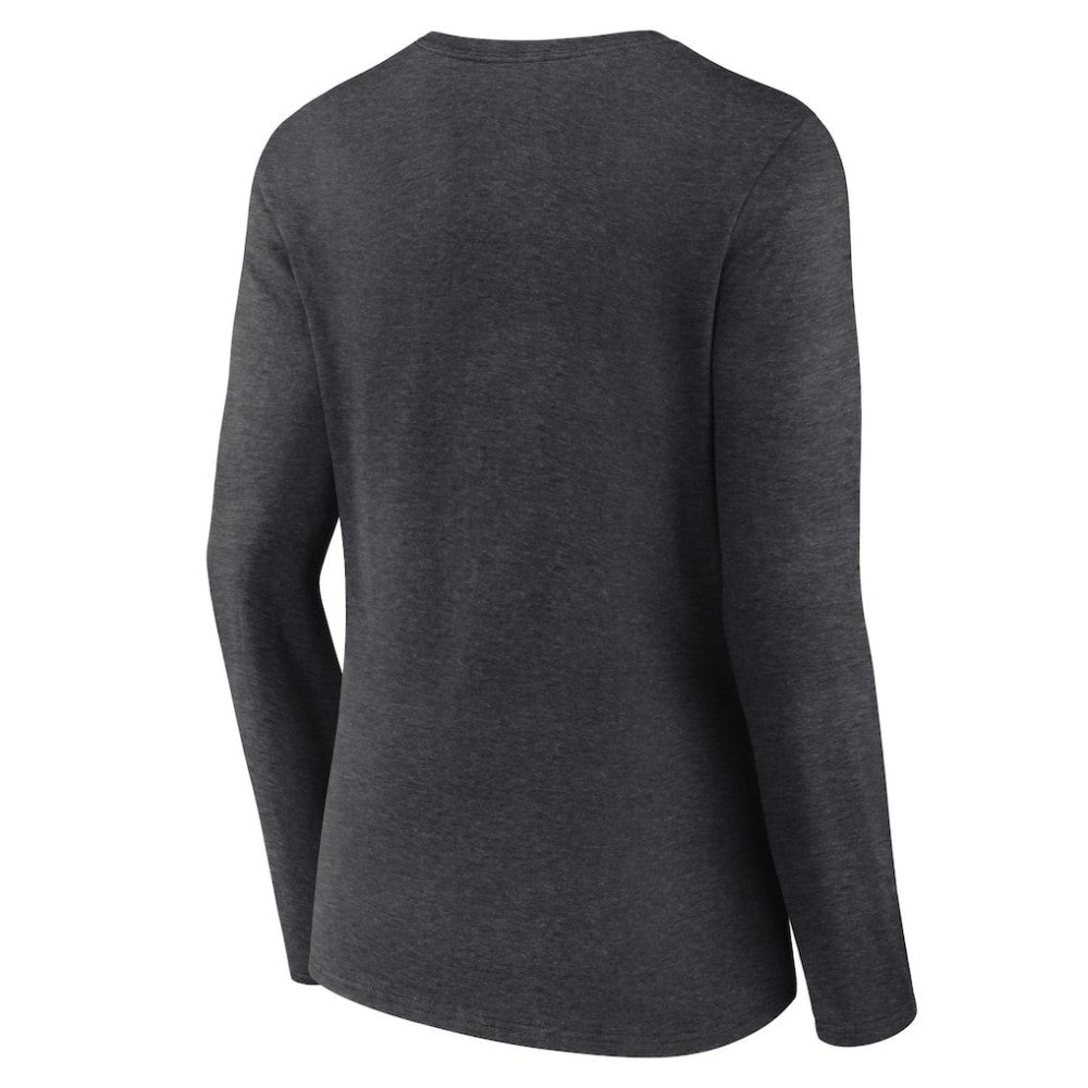 Pittsburgh Penguins Women's Primary Team Logo Long Sleeve V-Neck T-Shirt - Heather Charcoal T-shirts