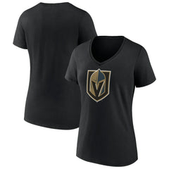 Vegas Golden Knights Women's Team Primary Logo V-Neck T-Shirt - Black T-shirts
