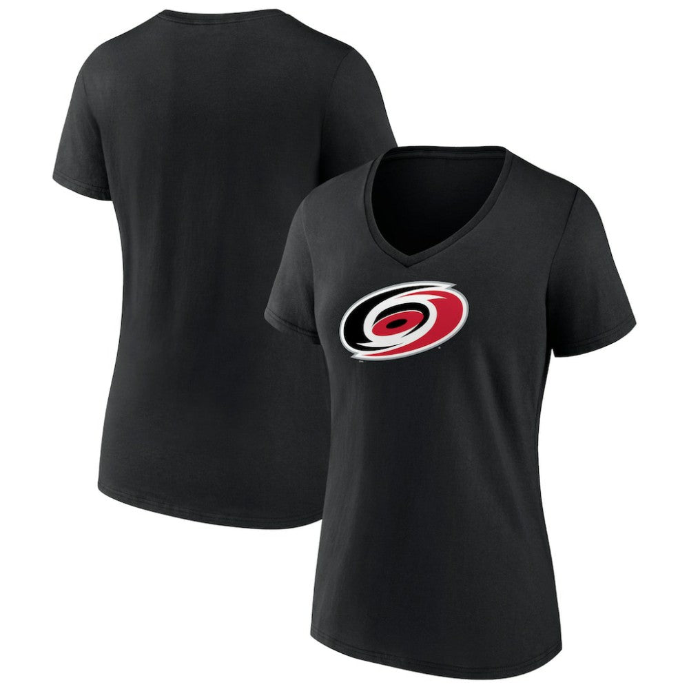 Carolina Hurricanes Women's Team Primary Logo V-Neck T-Shirt - Black T-shirts