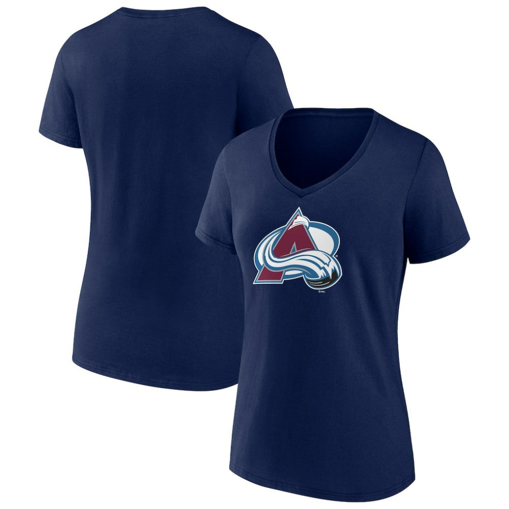 Colorado Avalanche Women's Team Primary Logo V-Neck T-Shirt - Navy T-shirts