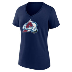 Colorado Avalanche Women's Team Primary Logo V-Neck T-Shirt - Navy T-shirts
