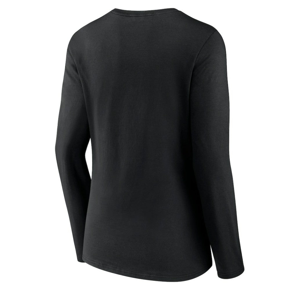Dallas Stars Women's Primary Team Logo Long Sleeve V-Neck T-Shirt - Black T-shirts