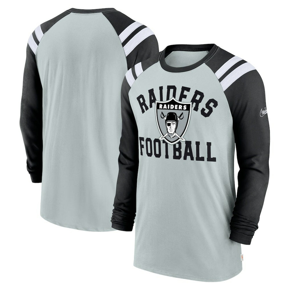 Las Vegas Raiders Classic Arc Raglan Tri-Blend Long Sleeve T-Shirt - Silver/Black online