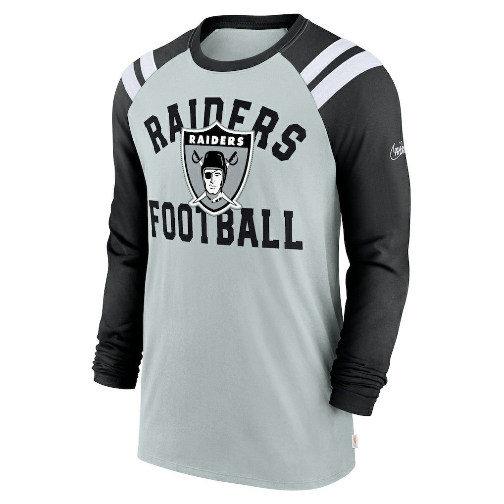Las Vegas Raiders Classic Arc Raglan Tri-Blend Long Sleeve T-Shirt - Silver/Black online