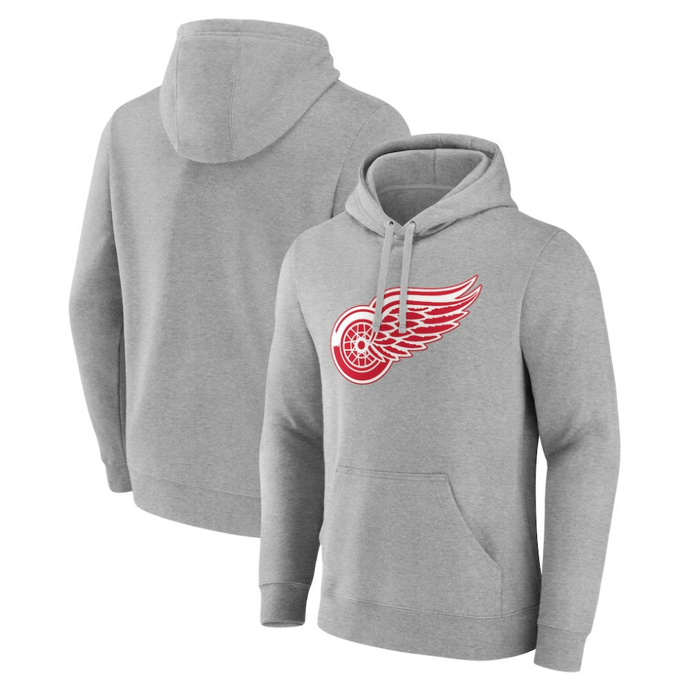 Detroit Red Wings Primary Team Logo Pullover Hoodie - Gray Hoodies