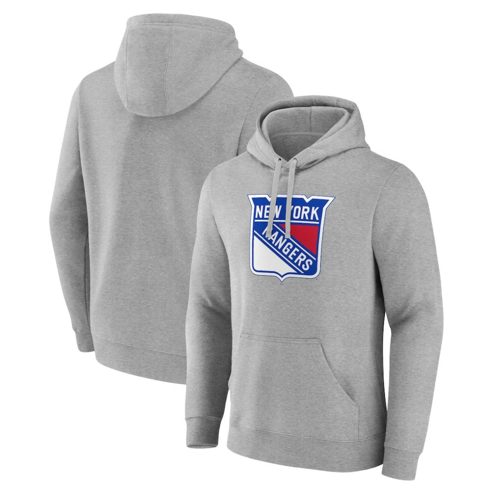New York Rangers Primary Team Logo Pullover Hoodie - Gray Hoodies