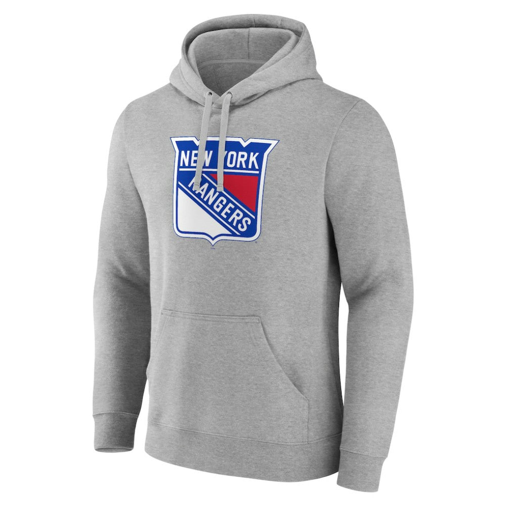 New York Rangers Primary Team Logo Pullover Hoodie - Gray Hoodies