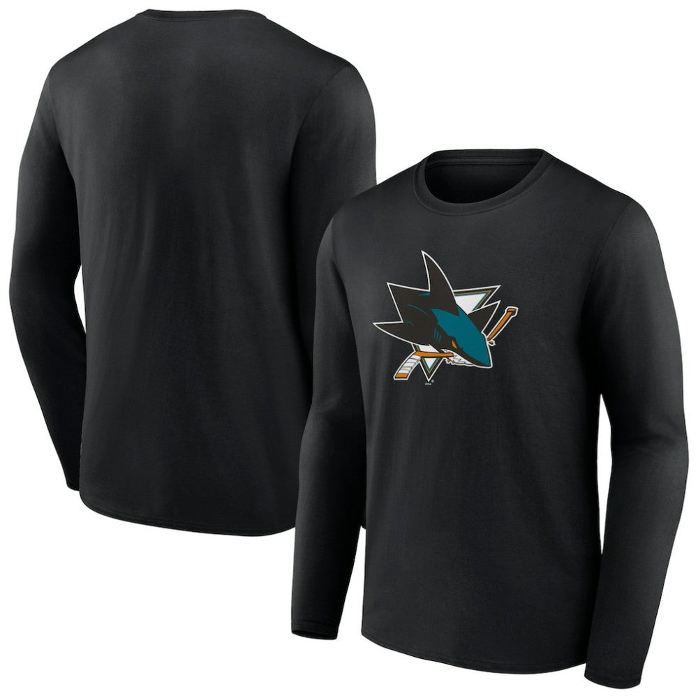 San Jose Sharks Primary Logo Team Long Sleeve T-Shirt - Black T-shirts