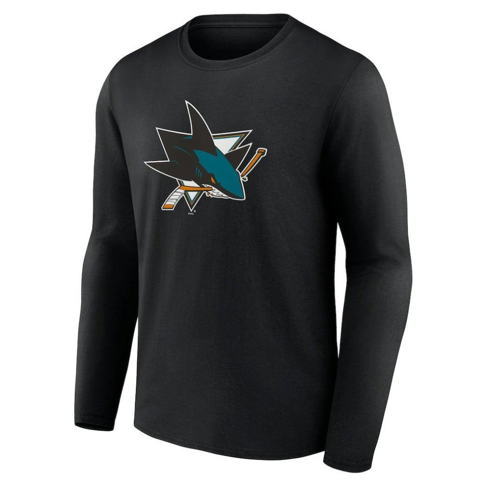 San Jose Sharks Primary Logo Team Long Sleeve T-Shirt - Black T-shirts