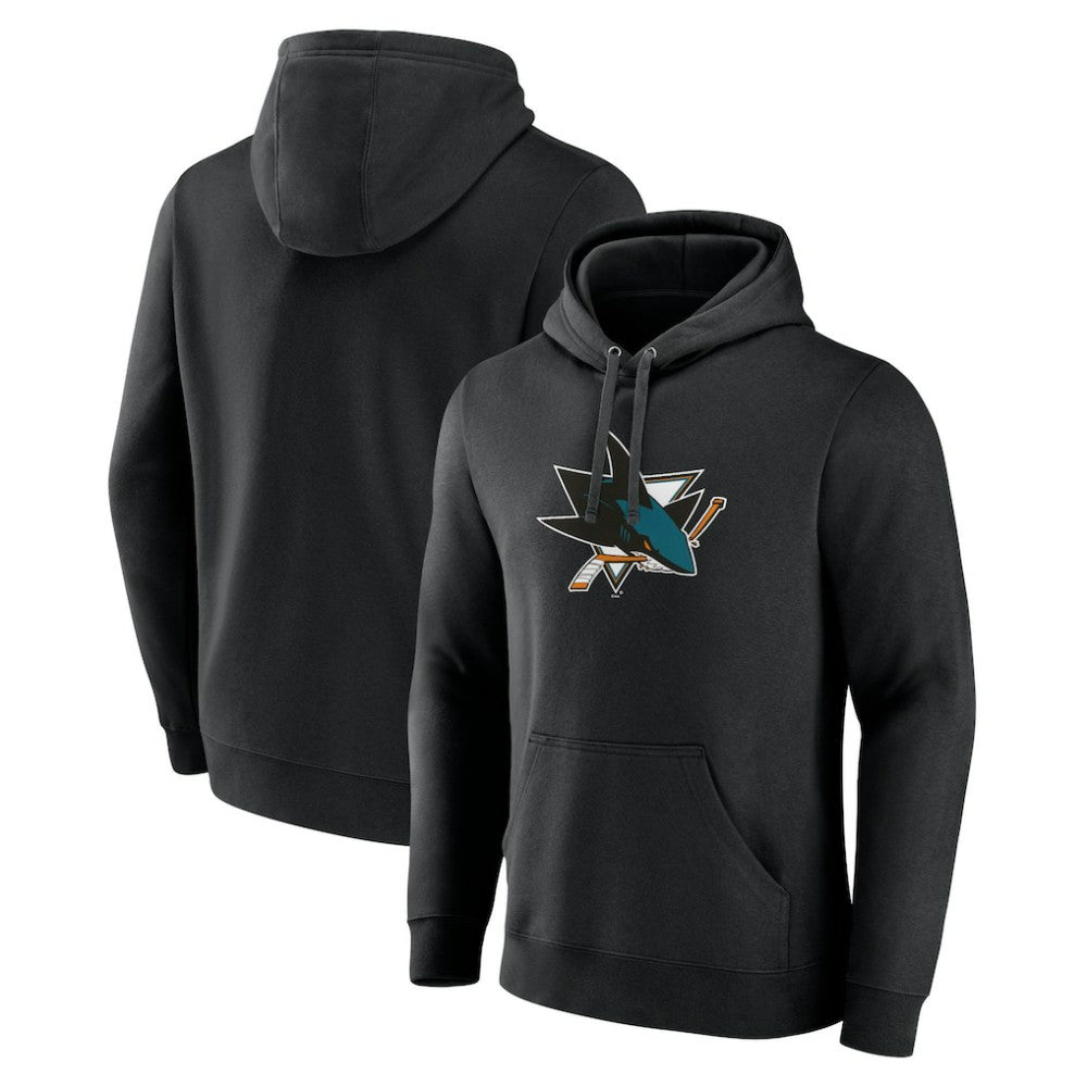 San Jose Sharks Primary Team Logo Pullover Hoodie - Black Hoodies
