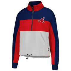 Atlanta Braves The Wild Collective Women's Color Block Half-Zip Jacket Red/Navy