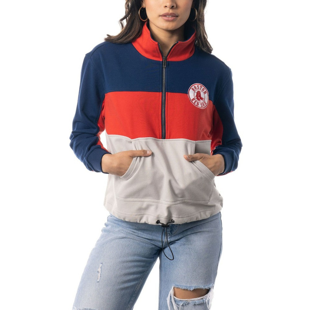 Boston Red Sox The Wild Collective Women's Color Block Half-Zip Jacket Navy/Red