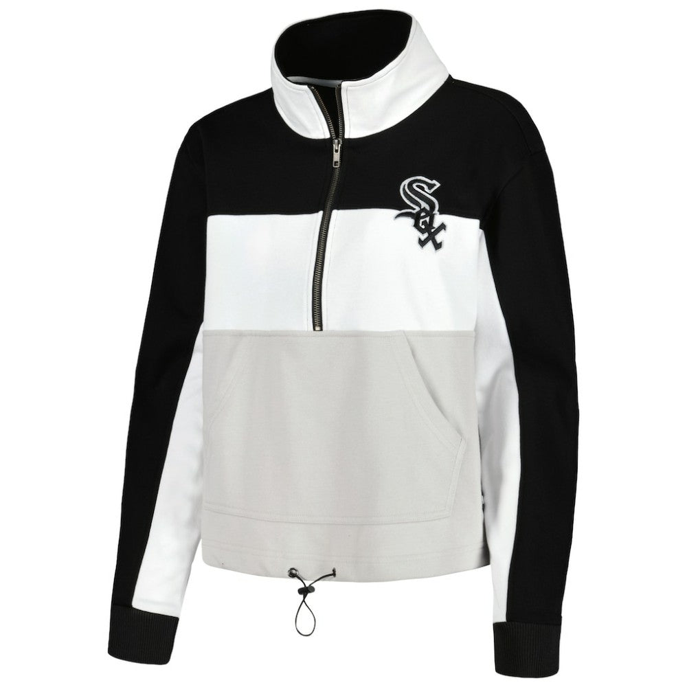 Chicago White Sox The Wild Collective Women's Color Block Half-Zip Jacket Black/White