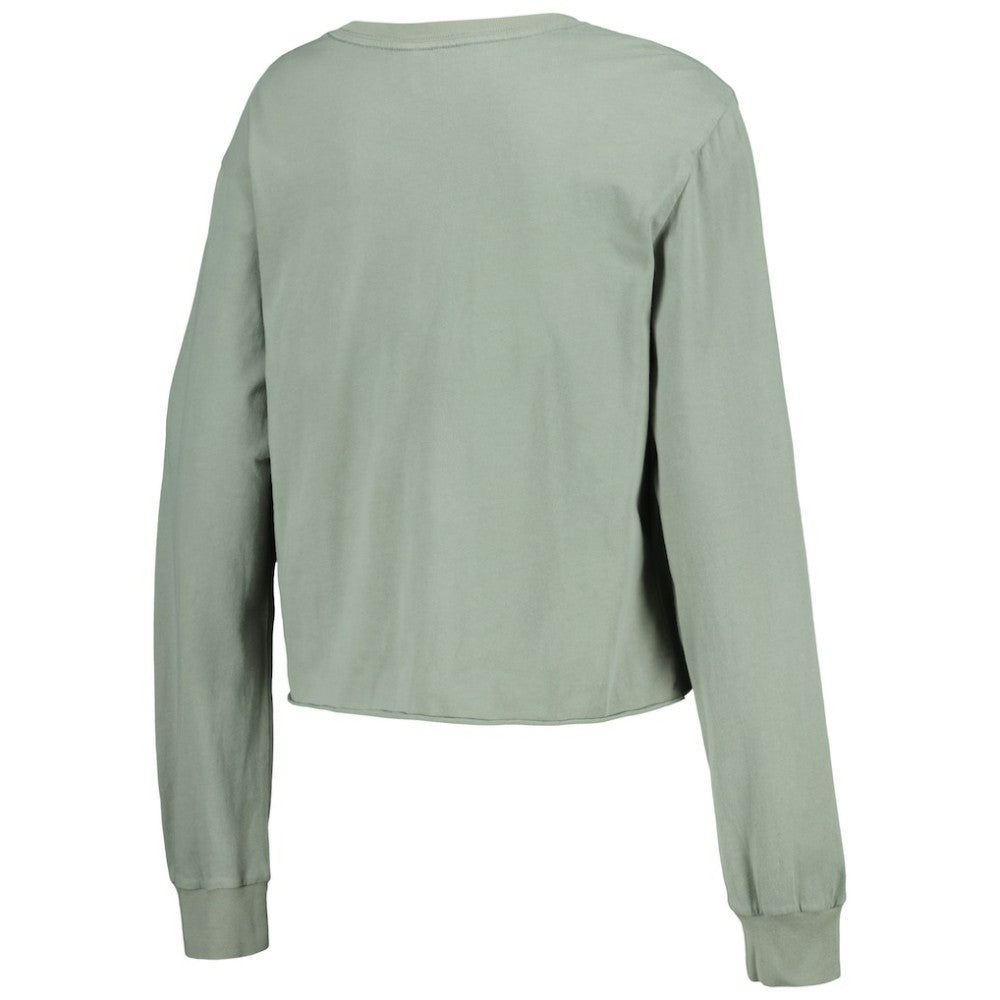 Houston Astros The Wild Collective Women's Cropped Long Sleeve T-Shirt Gray