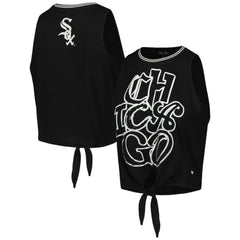 Chicago White Sox The Wild Collective Women's Twisted Tie Front Tank Top Black