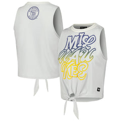 Milwaukee Brewers The Wild Collective Women's Twisted Tie Front Tank Top White