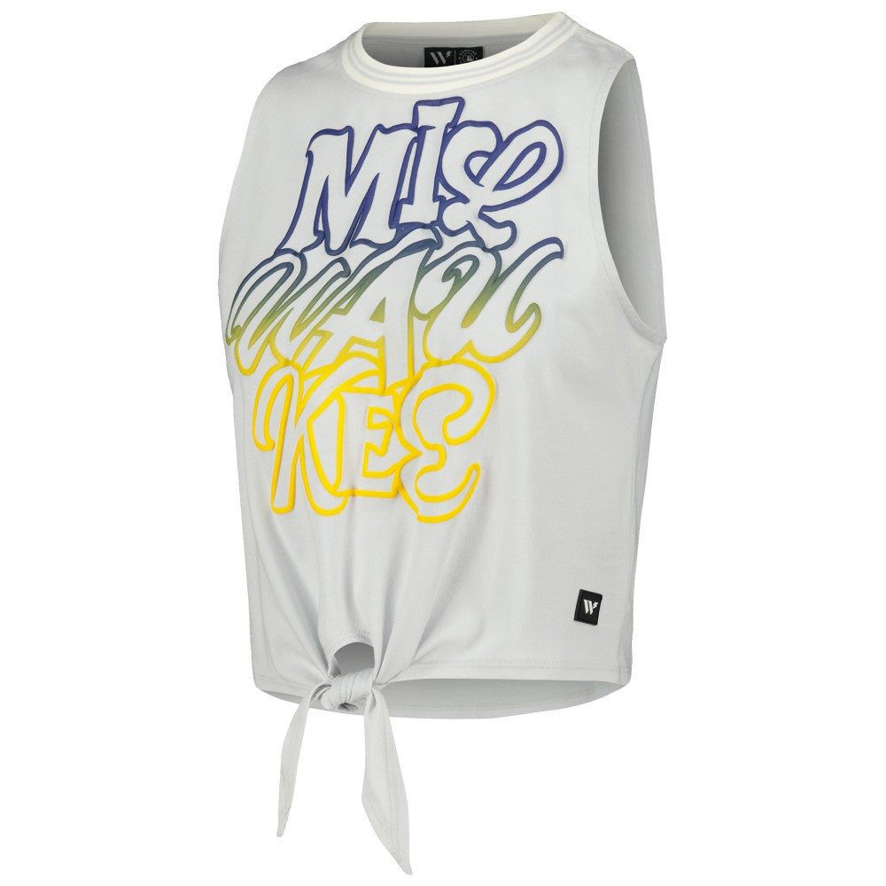 Milwaukee Brewers The Wild Collective Women's Twisted Tie Front Tank Top White