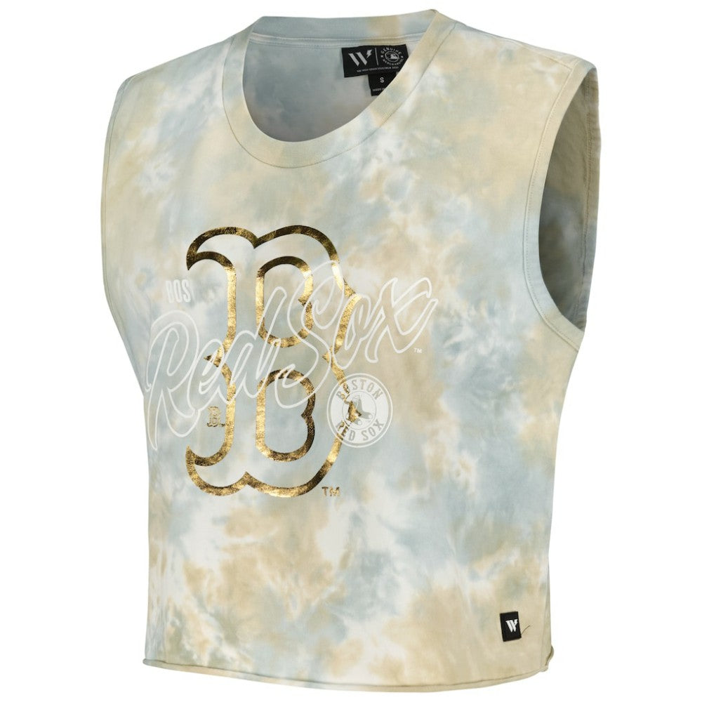 Boston Red Sox The Wild Collective Women's Washed Muscle Tank Top White