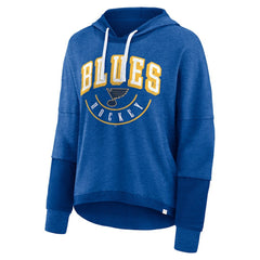 St. Louis Blues Fanatics Women's Lux Lounge Helmet Arch Pullover Hoodie - Heather Blue Hoodies