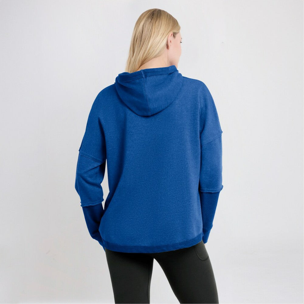 St. Louis Blues Fanatics Women's Lux Lounge Helmet Arch Pullover Hoodie - Heather Blue Hoodies