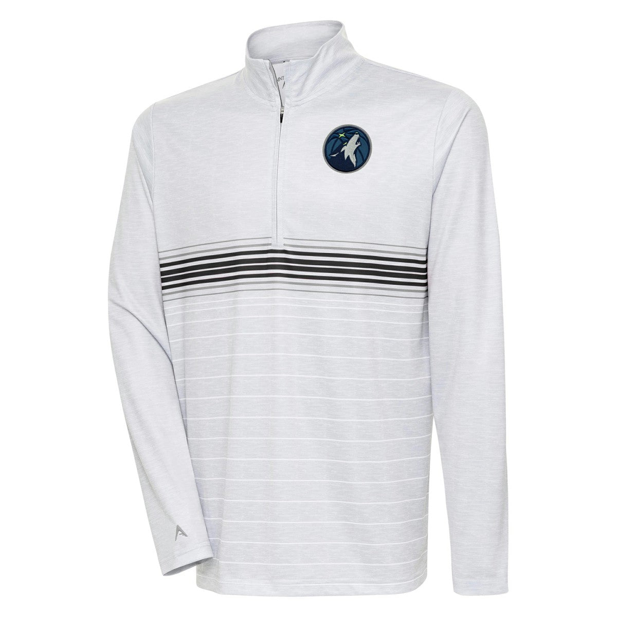 Minnesota Timberwolves Antigua Bullseye Quarter-Zip Pullover Top - Heather Gray/Black online