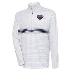 New Orleans Pelicans Antigua Bullseye Quarter-Zip Pullover Top - Heather Gray/Navy sale