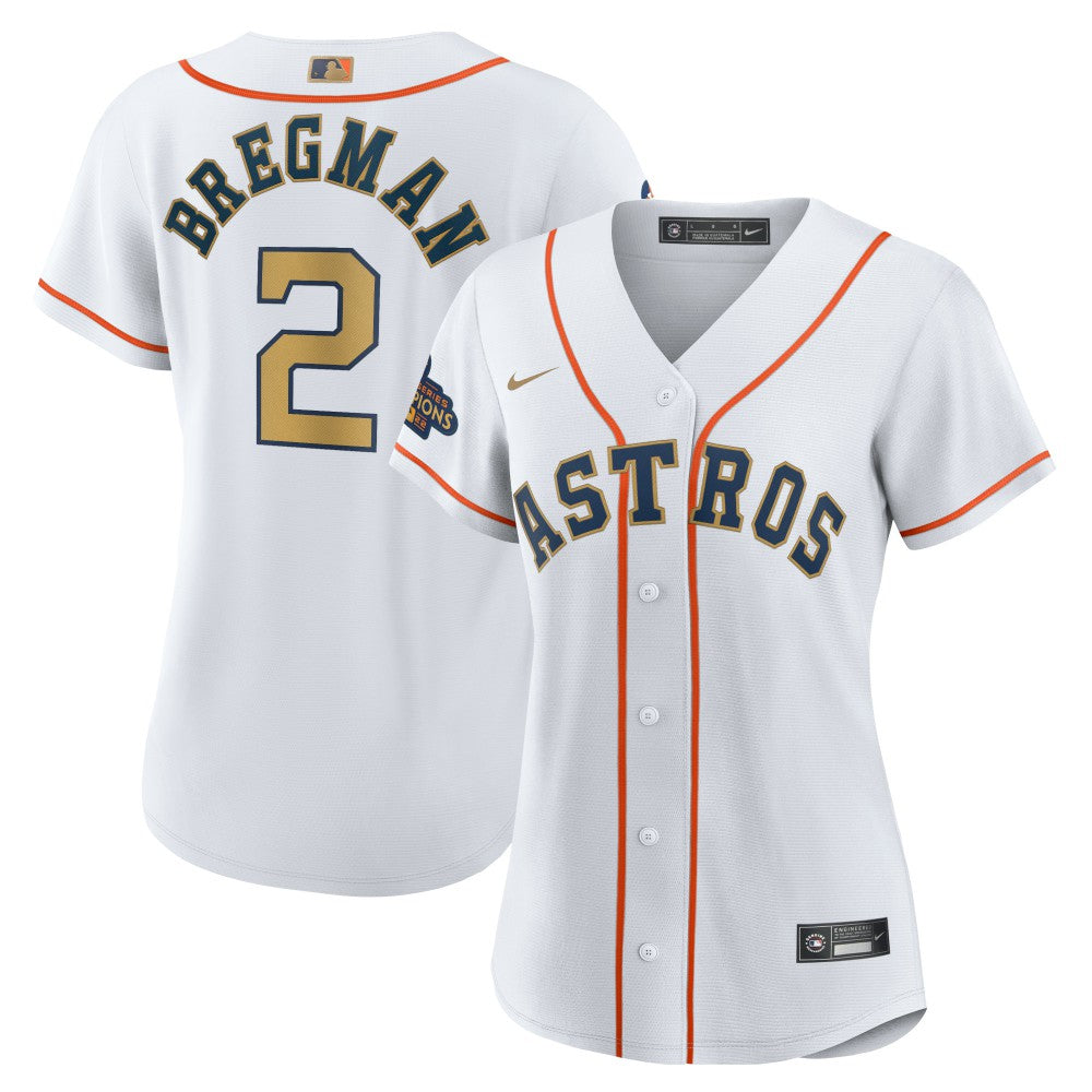 Alex Bregman Houston Astros Women's 2023 Gold Collection Replica Player Jersey White/Gold