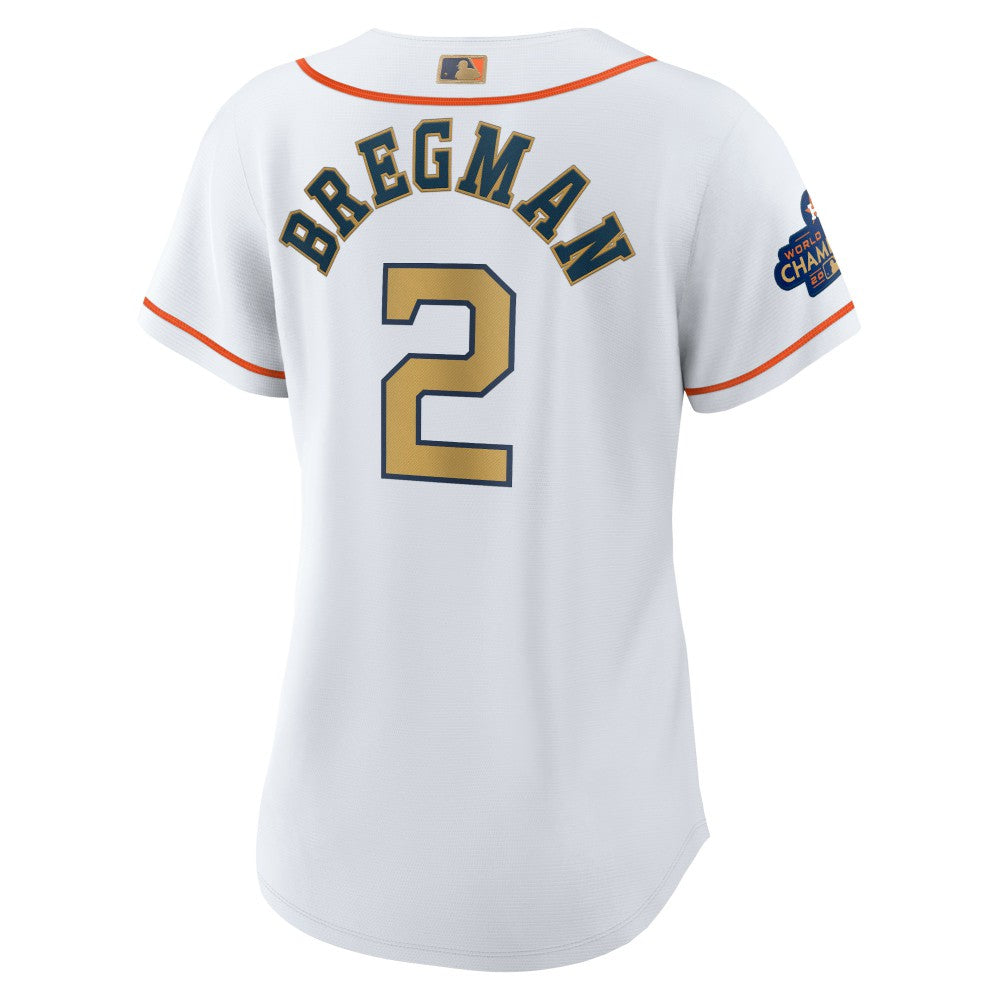 Alex Bregman Houston Astros Women's 2023 Gold Collection Replica Player Jersey White/Gold