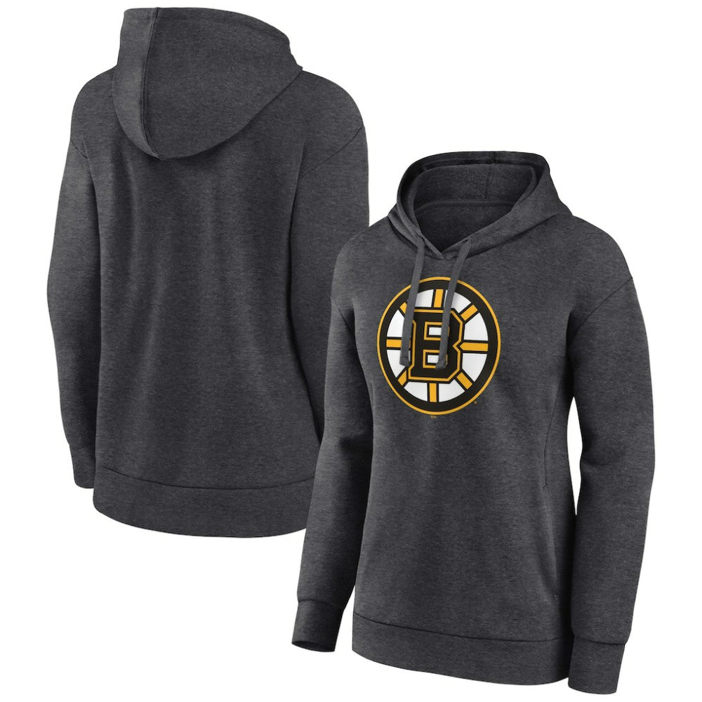 Boston Bruins Women's Primary Logo Pullover Hoodie - Charcoal Hoodies