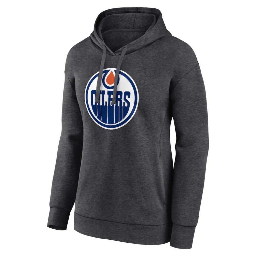 Edmonton Oilers Women's Primary Logo Pullover Hoodie - Charcoal Hoodies