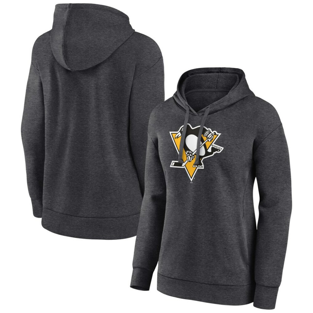 Pittsburgh Penguins Women's Primary Logo Pullover Hoodie - Charcoal Hoodies