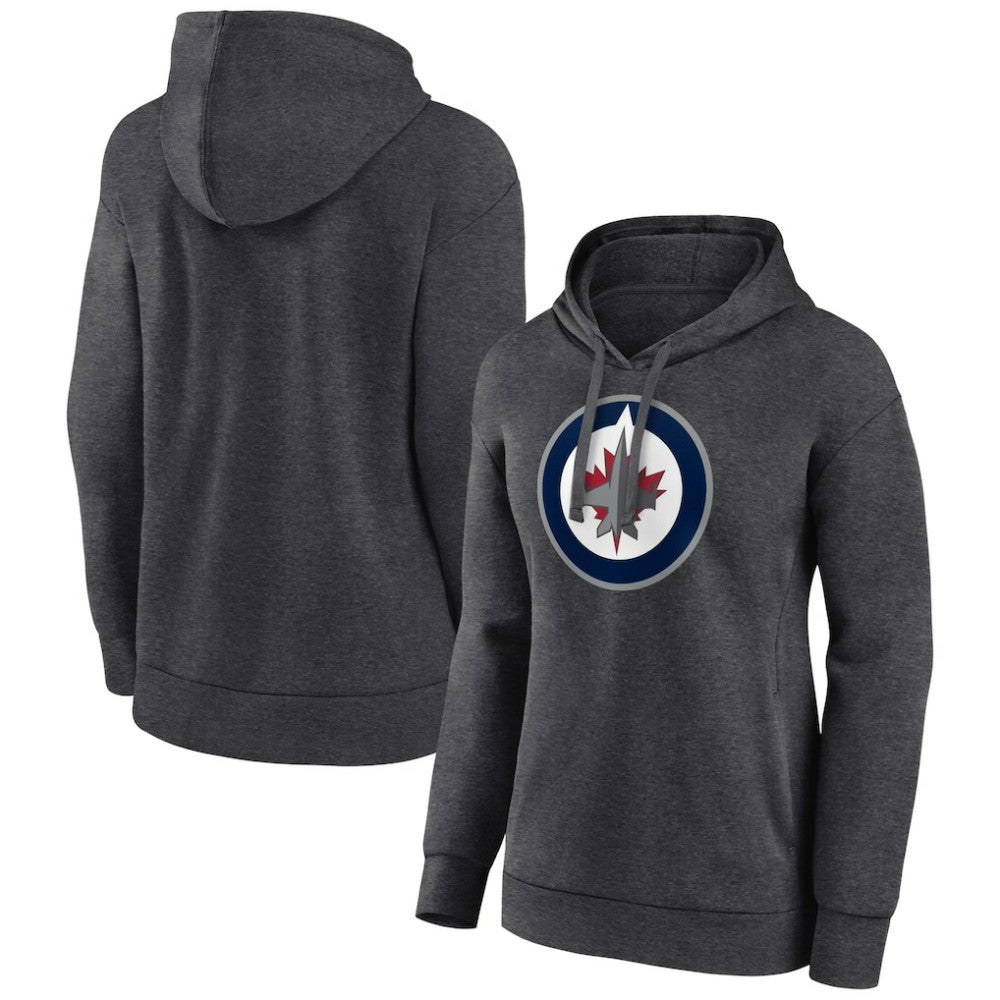 Winnipeg Jets Women's Primary Logo Pullover Hoodie - Charcoal Hoodies