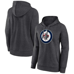 Winnipeg Jets Women's Primary Logo Pullover Hoodie - Charcoal Hoodies