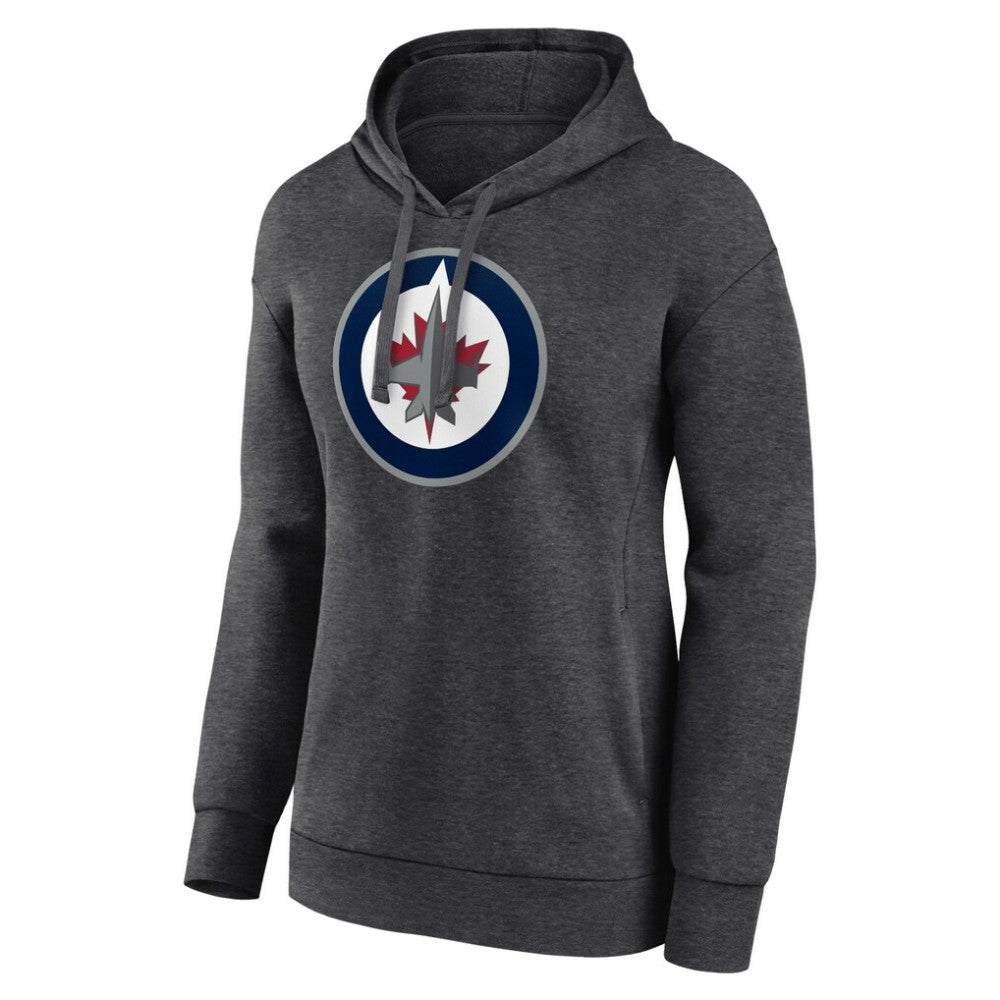 Winnipeg Jets Women's Primary Logo Pullover Hoodie - Charcoal Hoodies