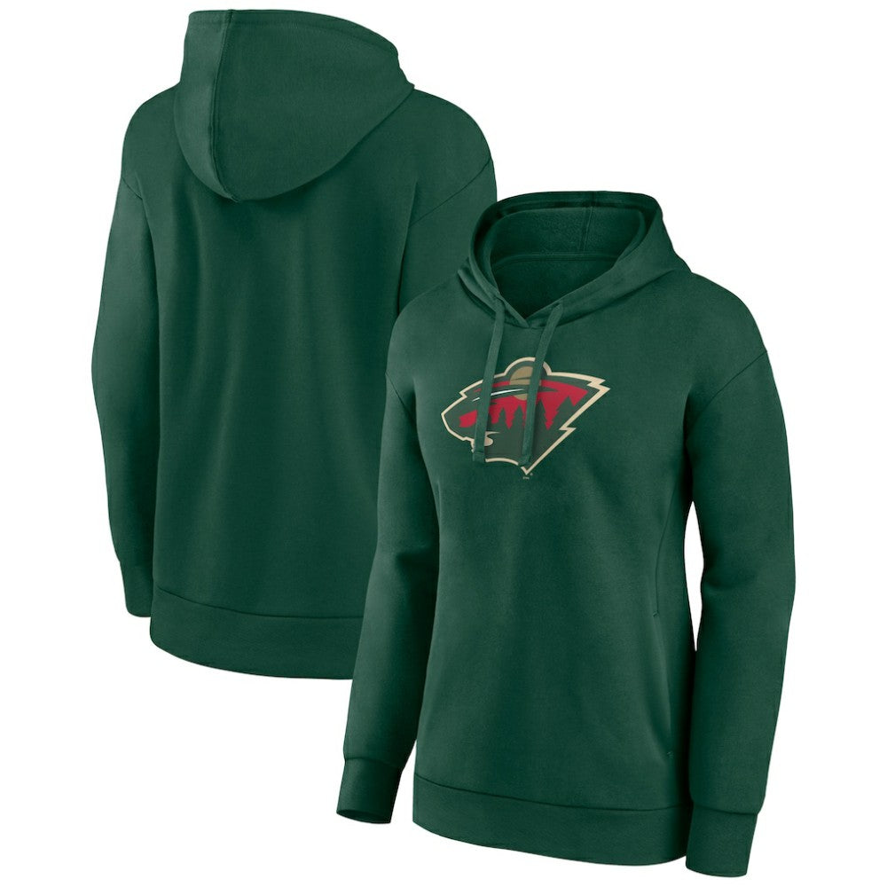 Minnesota Wild Women's Primary Logo Pullover Hoodie - Green Hoodies