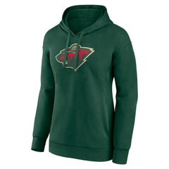 Minnesota Wild Women's Primary Logo Pullover Hoodie - Green Hoodies