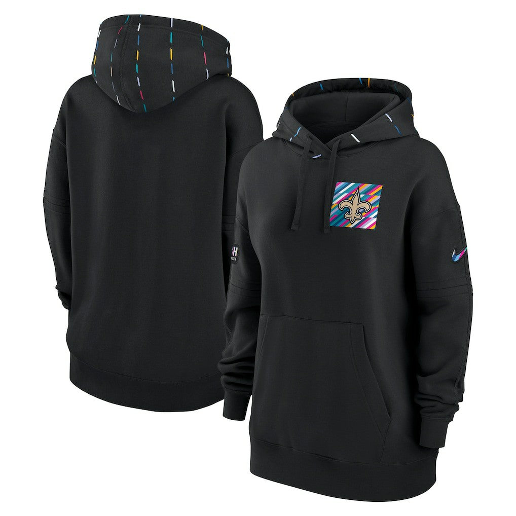 New Orleans Saints Women's 2023 NFL Crucial Catch Club Pullover Hoodie - Black outlet