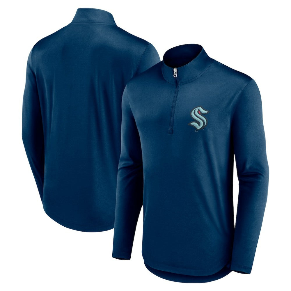 Seattle Kraken Fanatics Mock Neck Quarter-Zip Top - Deep Sea Blue Tops