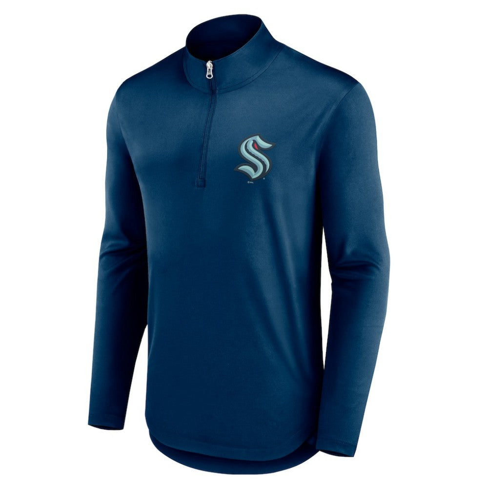 Seattle Kraken Fanatics Mock Neck Quarter-Zip Top - Deep Sea Blue Tops