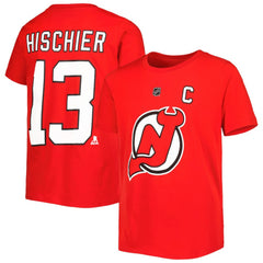 Nico Hischier New Jersey Devils Youth Player Name & Number T-Shirt - Red T-shirts