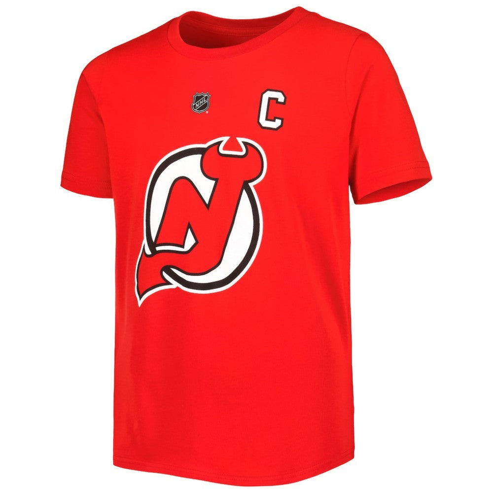 Nico Hischier New Jersey Devils Youth Player Name & Number T-Shirt - Red T-shirts