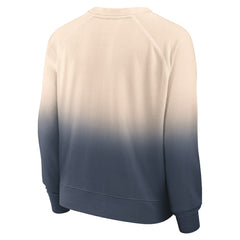 Atlanta Braves Women's Luxe Lounge Arch Raglan Pullover Sweatshirt Tan/Navy